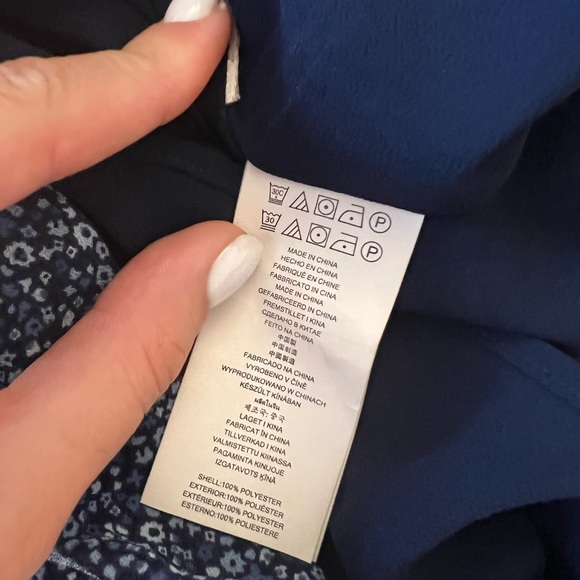 Michael Kors Blue Floral Print Ruffle Trim Cold Shoulder Poly Chiffon Dress - Picture 6 of 8